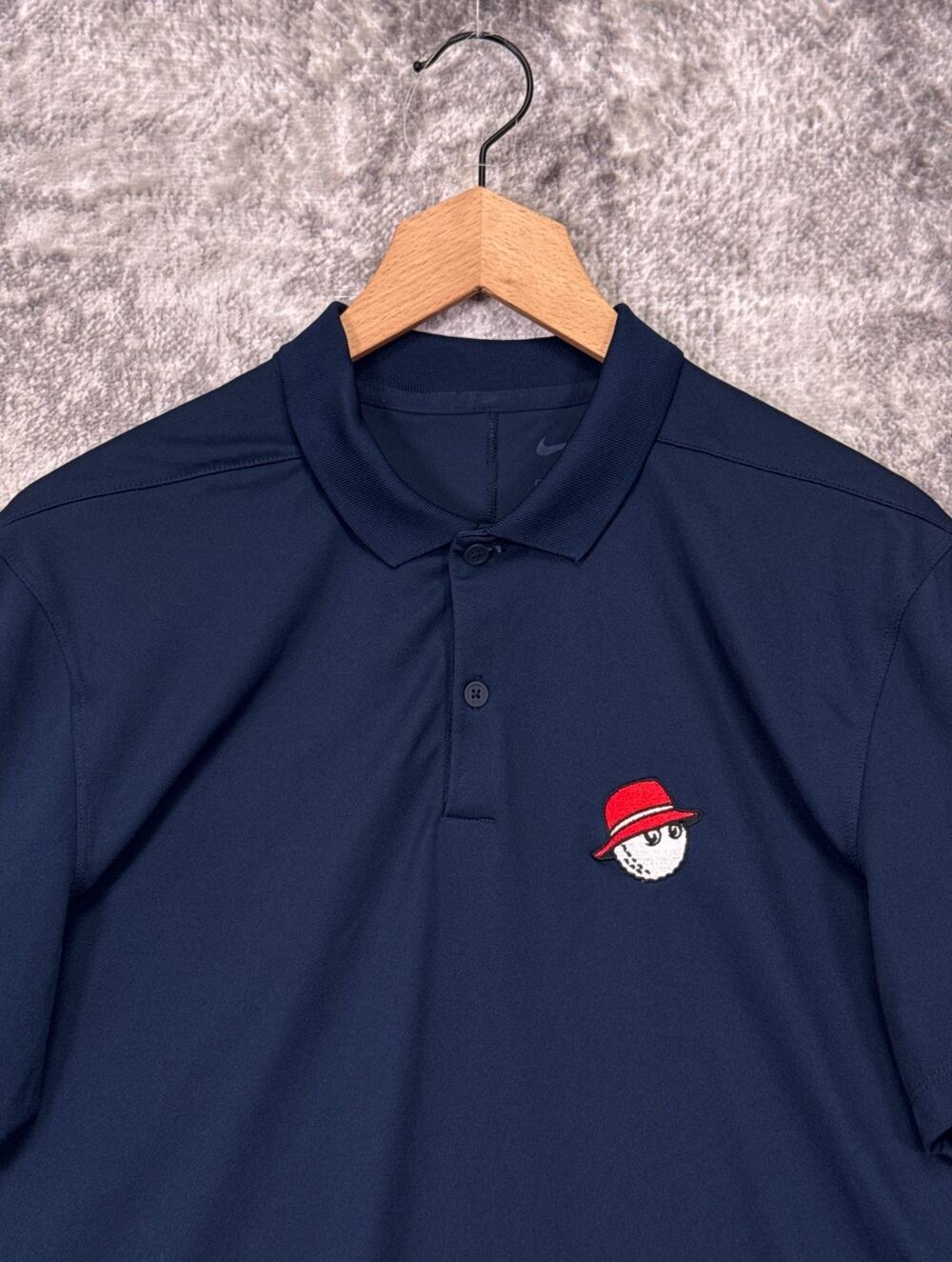 Nike x Malbon Golf Polo Shirt Small Mens Navy Blue Short Sleeve